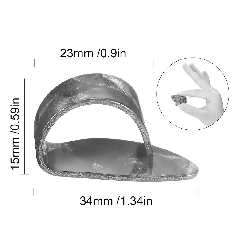 Púas para dedos ajustables de metal y celuloide plateadas y negras - imagen 3