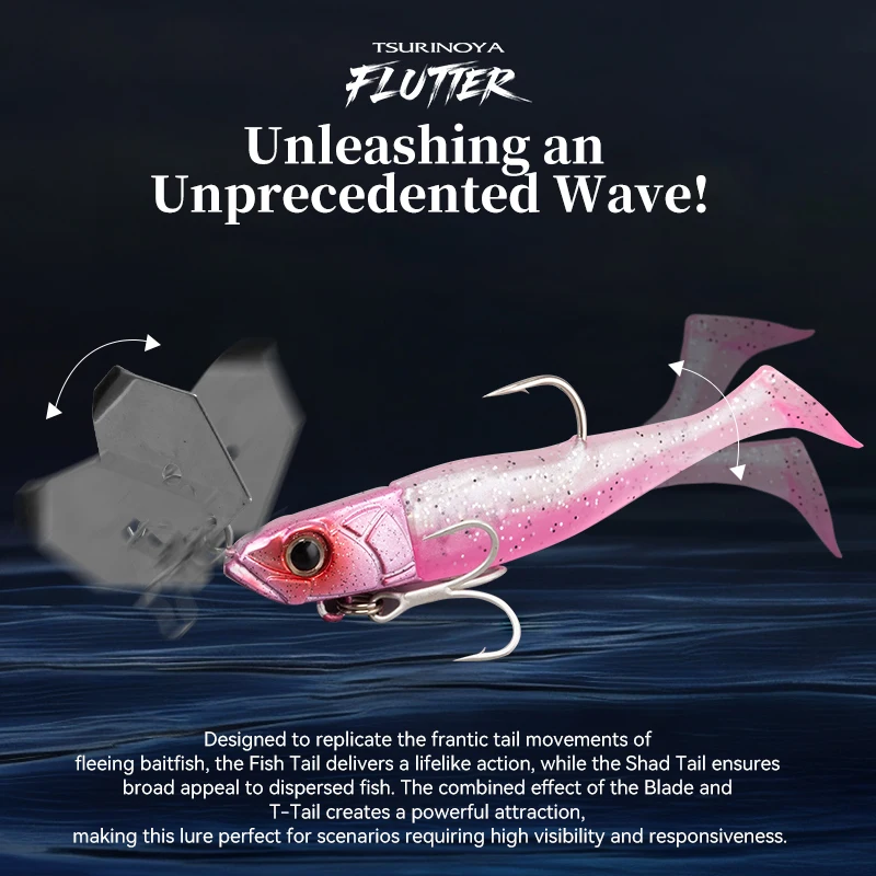 TSURINOYA Flutter Vinilo cola en T para agua salada triple lubina - imagen 5