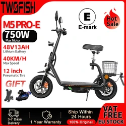 Patinete eléctrico TWOFISH M5 PRO-E con asiento y cesta trasera