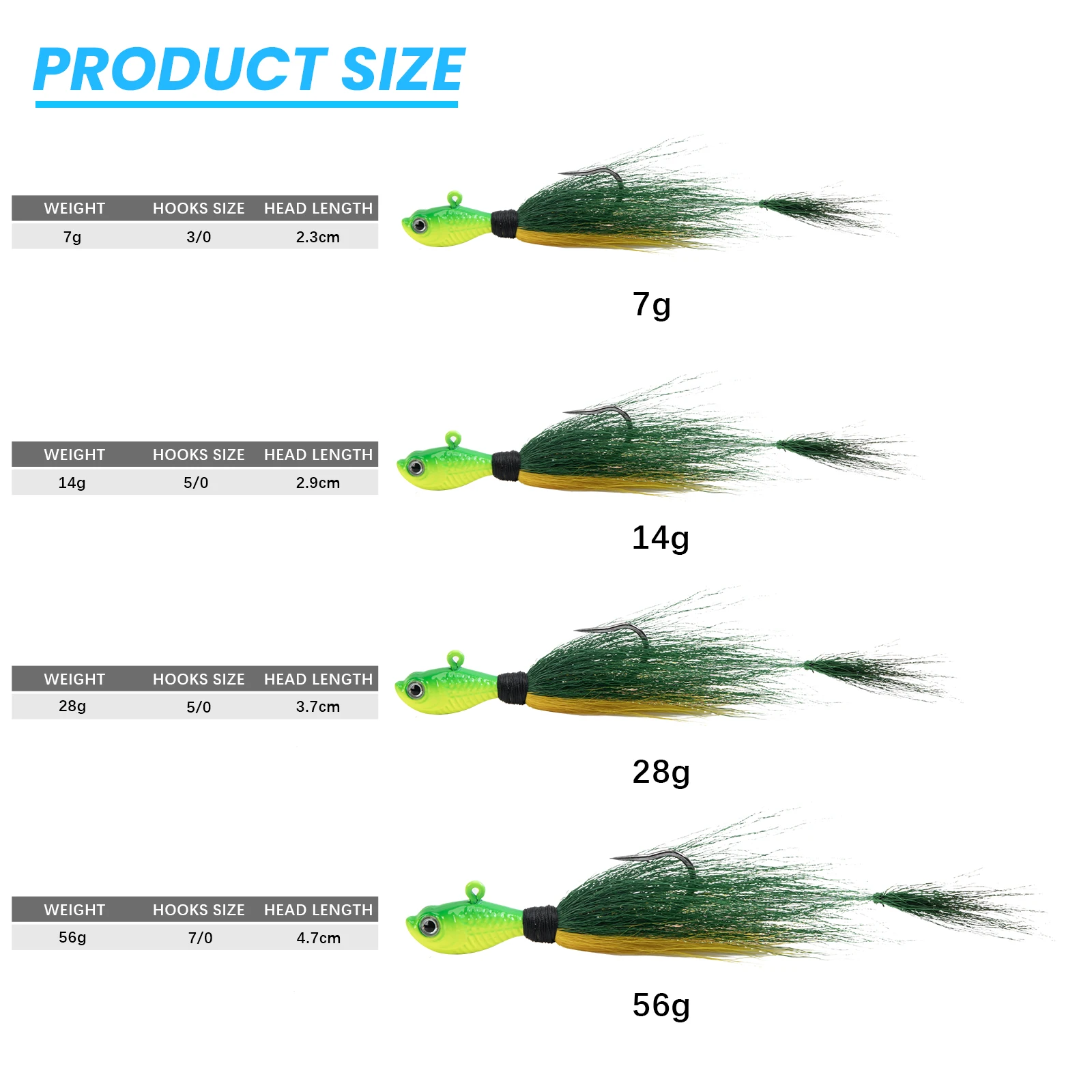 Goture Bucktail Jigs en acción - pesca en agua salada