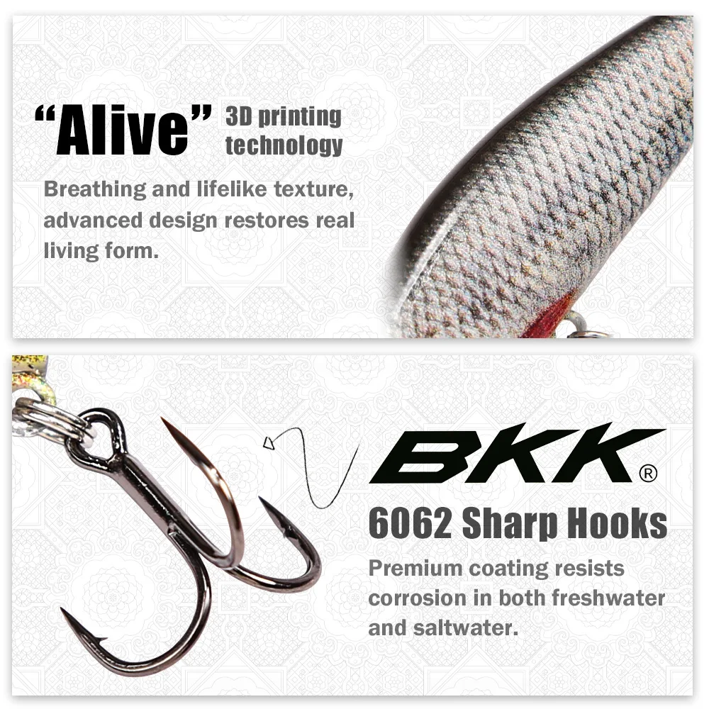 Señuelos B&U Minnow Jerkbait para trucha con triples BKK - imagen 5