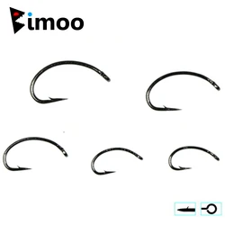 Anzuelos curvos Bimoo acero al carbono para pesca de mosca y ninfa