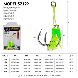 Anzuelos Slow Jig para Lubina con faldones de silicona y plumas