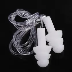 Tapones para los oídos de silicona con cuerda y clip nasal