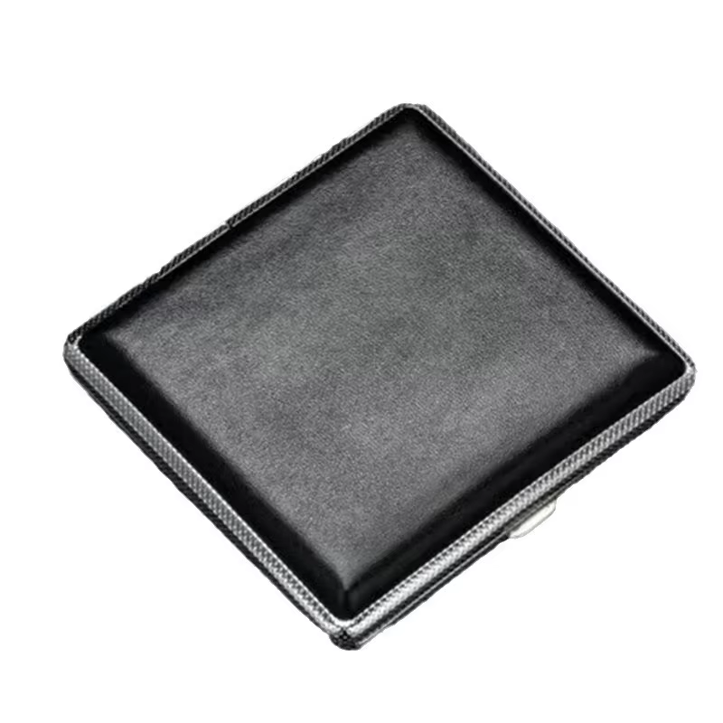 Caja metálica negra doble capa para señuelos de pesca