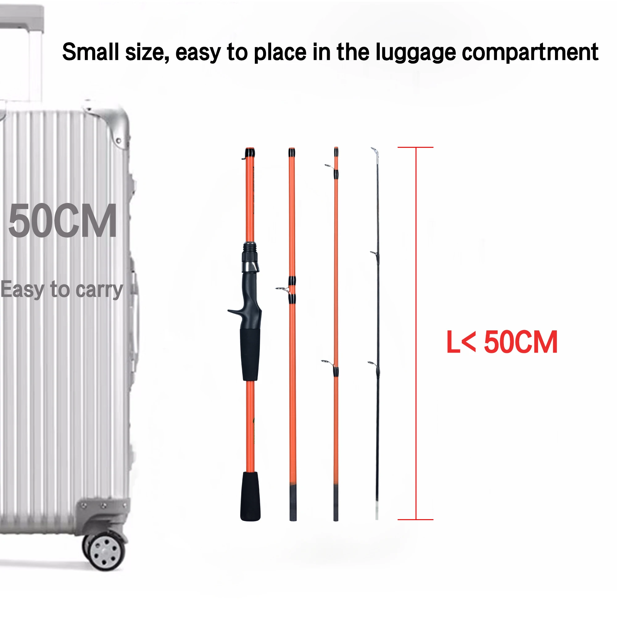 Mini Caña Spinning Biutifu – Carbono Ultraligero para Viaje - imagen 4