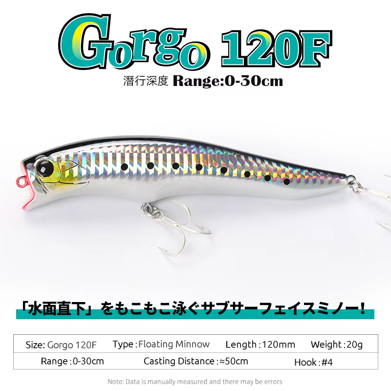 Señuelo Tsurinoya 120F Minnow – Flotante shallow 120mm 20g agua salada - imagen 3