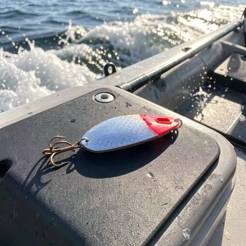 Cuchara de Pesca para Lucio – Señuelo Metálico Rojo en Agua Dulce