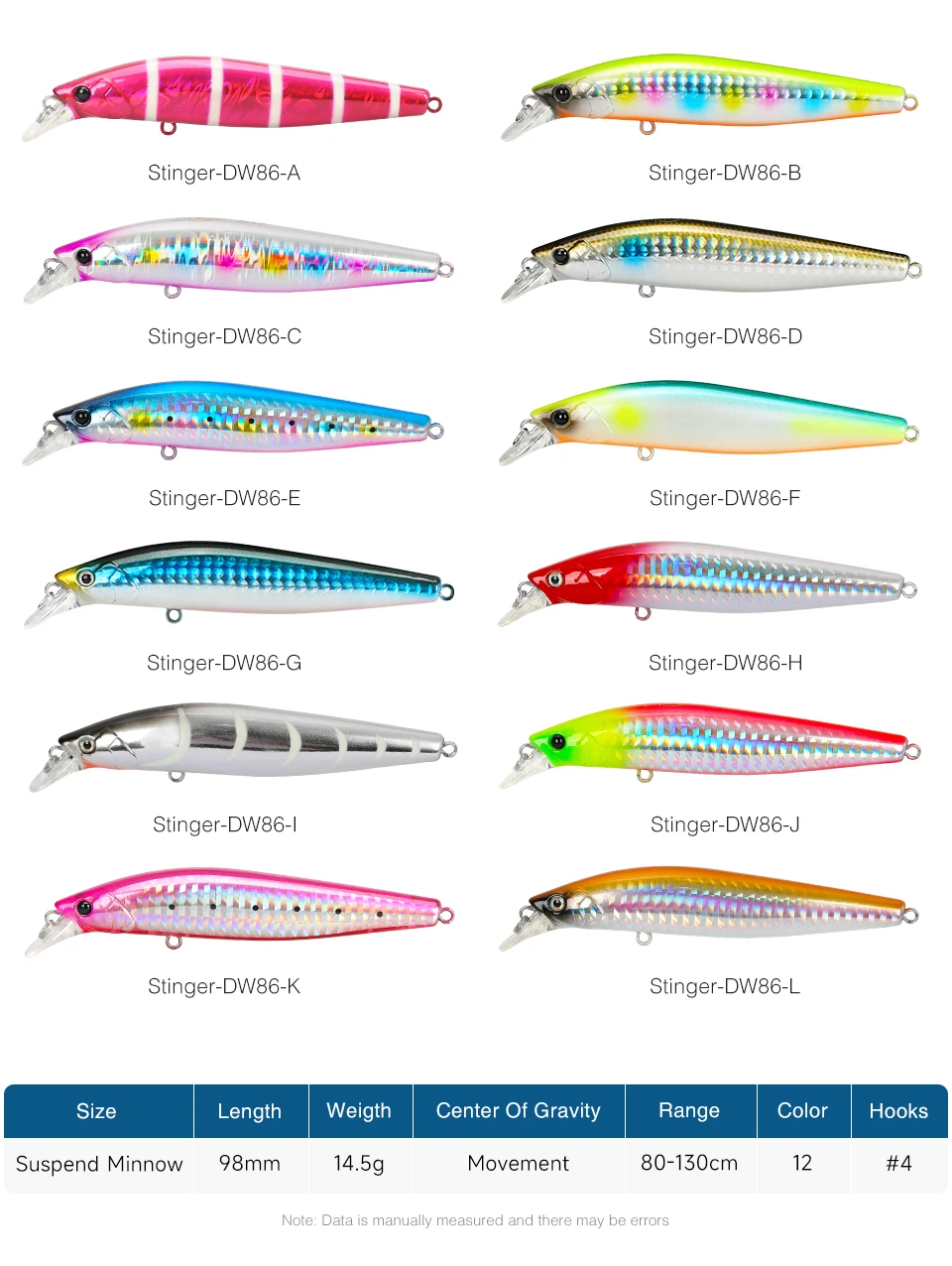 Señuelo TSURINOYA STINGER 98SP minnow suspendido