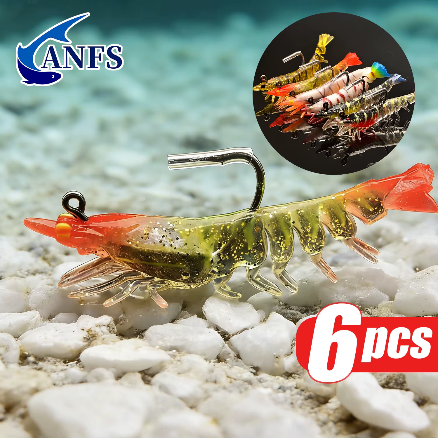 Vinilos de pesca ANFS – Gamba realista para agua dulce y salada - imagen 4