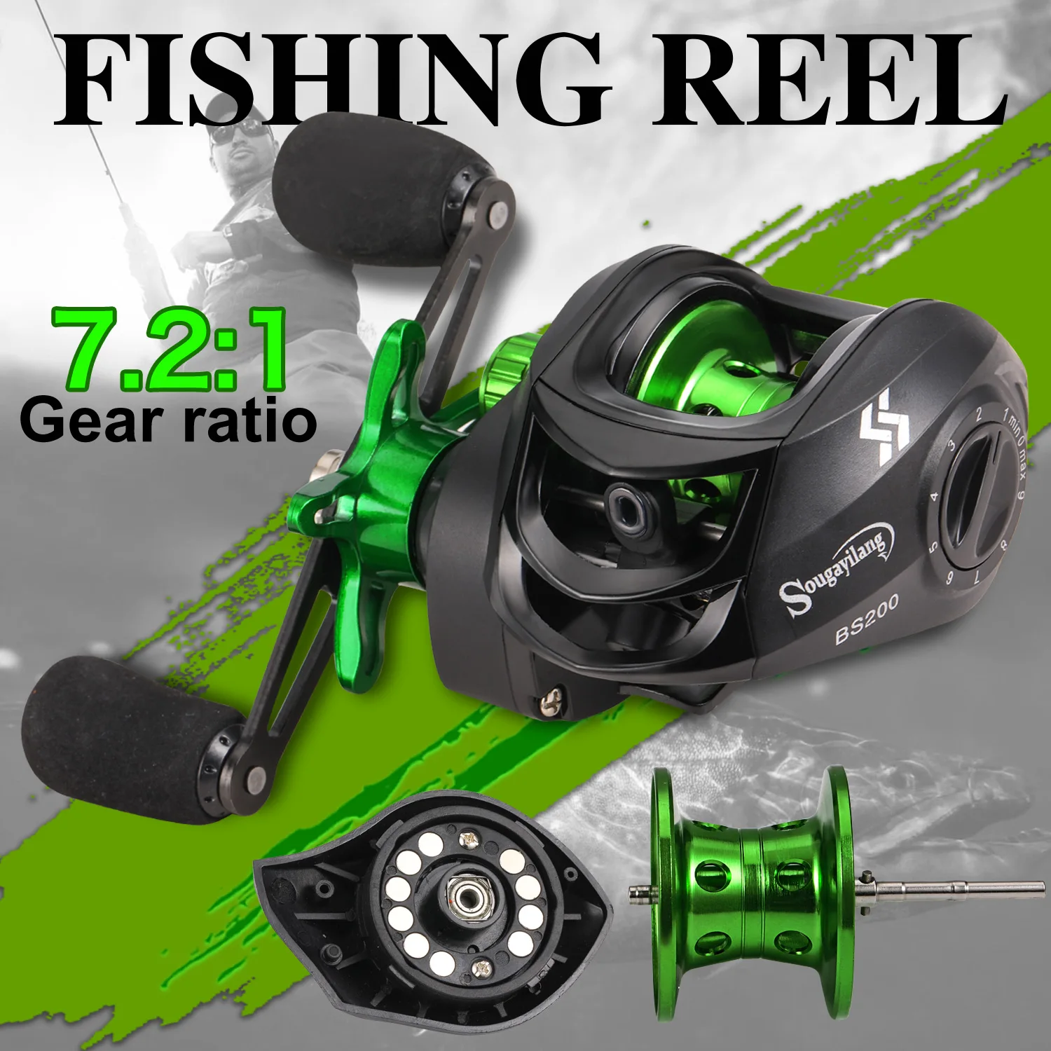 Carrete Baitcasting Sougayilang 7.2:1 – Para pesca de carpa - imagen 3