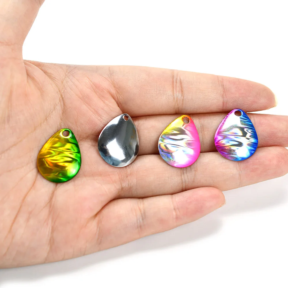 Cuchillas giratorias holográficas arcoíris metal lágrima para señuelos - imagen 4