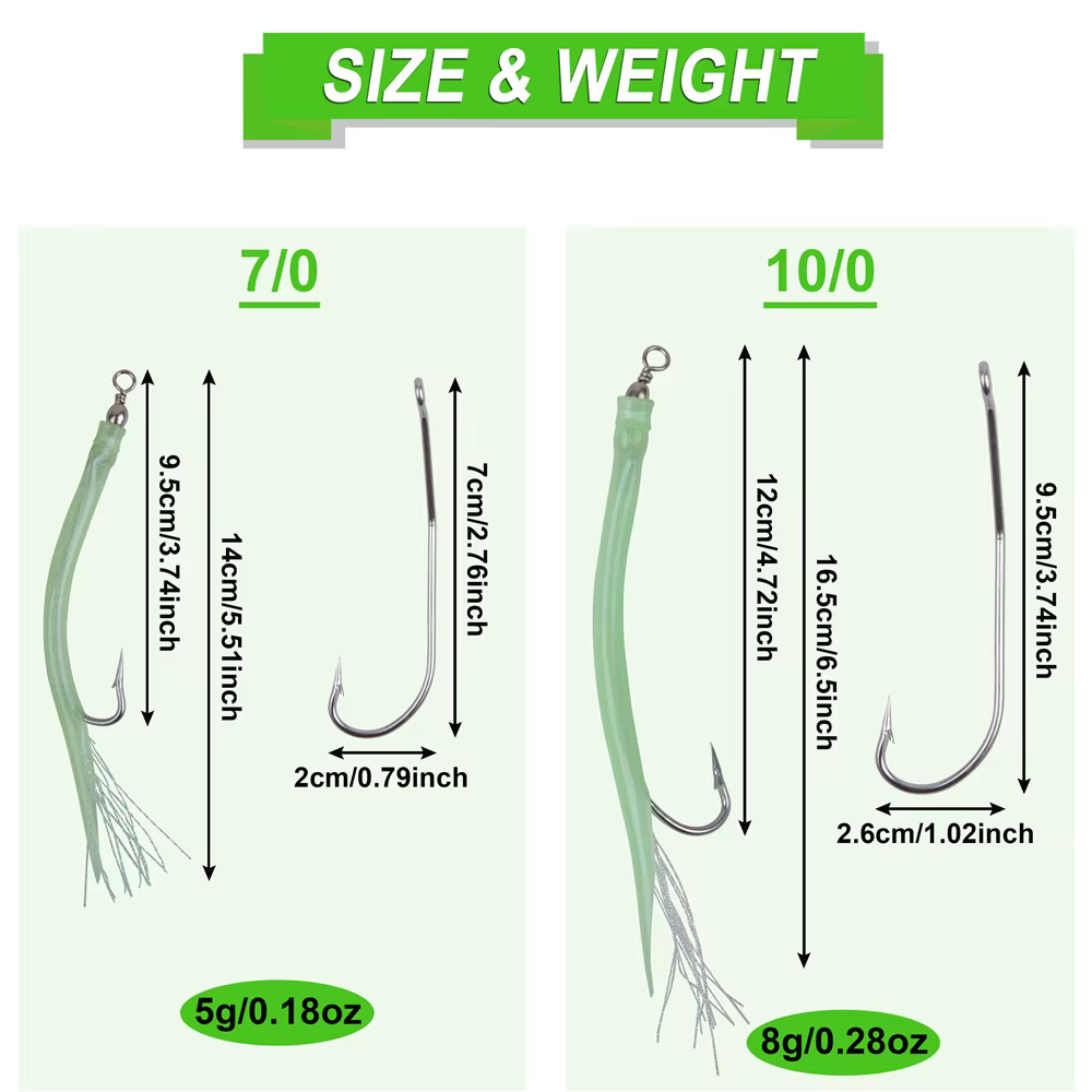 Anzuelos Jig de acero inoxidable – Vástago largo para lubina y grandes especies - imagen 2