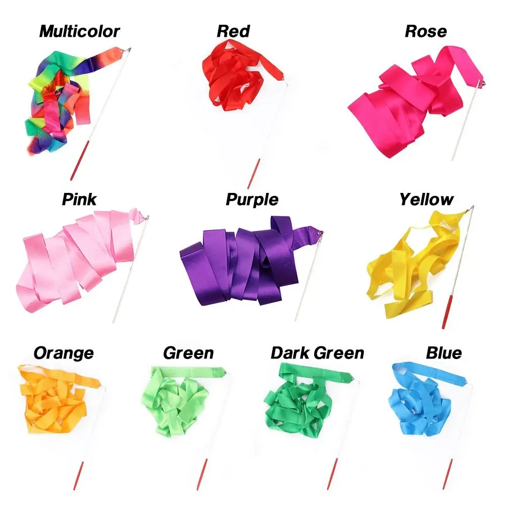 Streamer de ballet de 10 colores con varilla giratoria