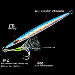 Jig de Caída Lenta 200g con Falda – Señuelo Metálico para Pesca Profunda