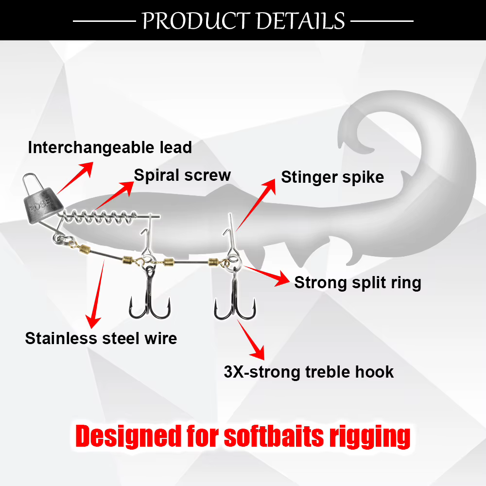 Señuelo Blando Firebomb Swimbait Spinpoler – Cola Larga con Stinger Rig - imagen 2