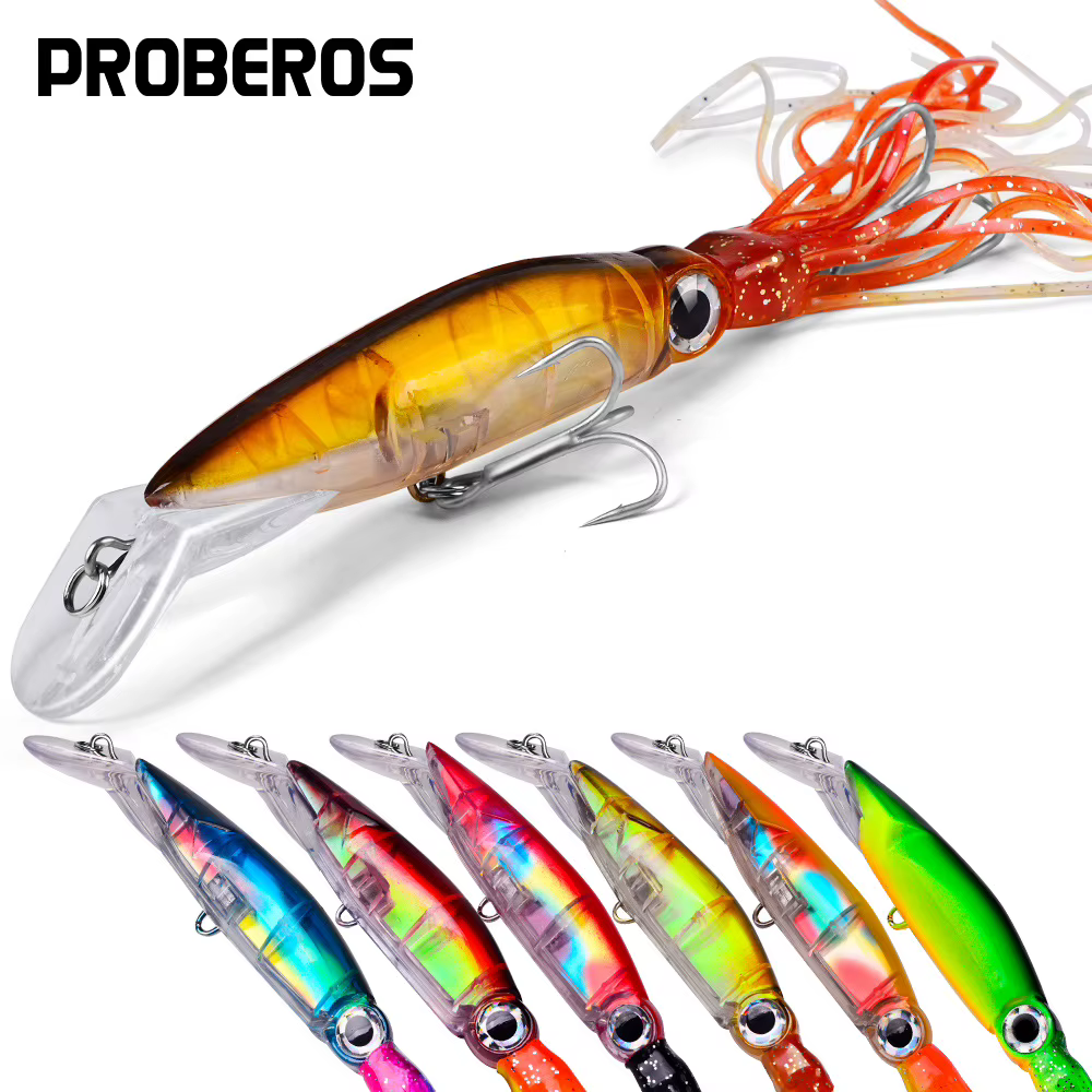 Señuelo calamar multicolor con anzuelo de acero al carbono