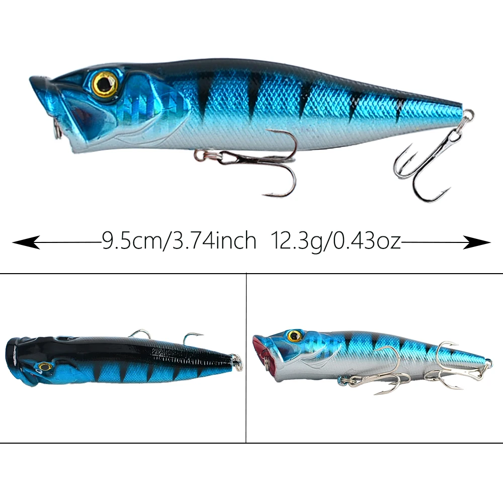 Señuelo Popper Crankbait Swimbait de plástico duro con ojos 3D