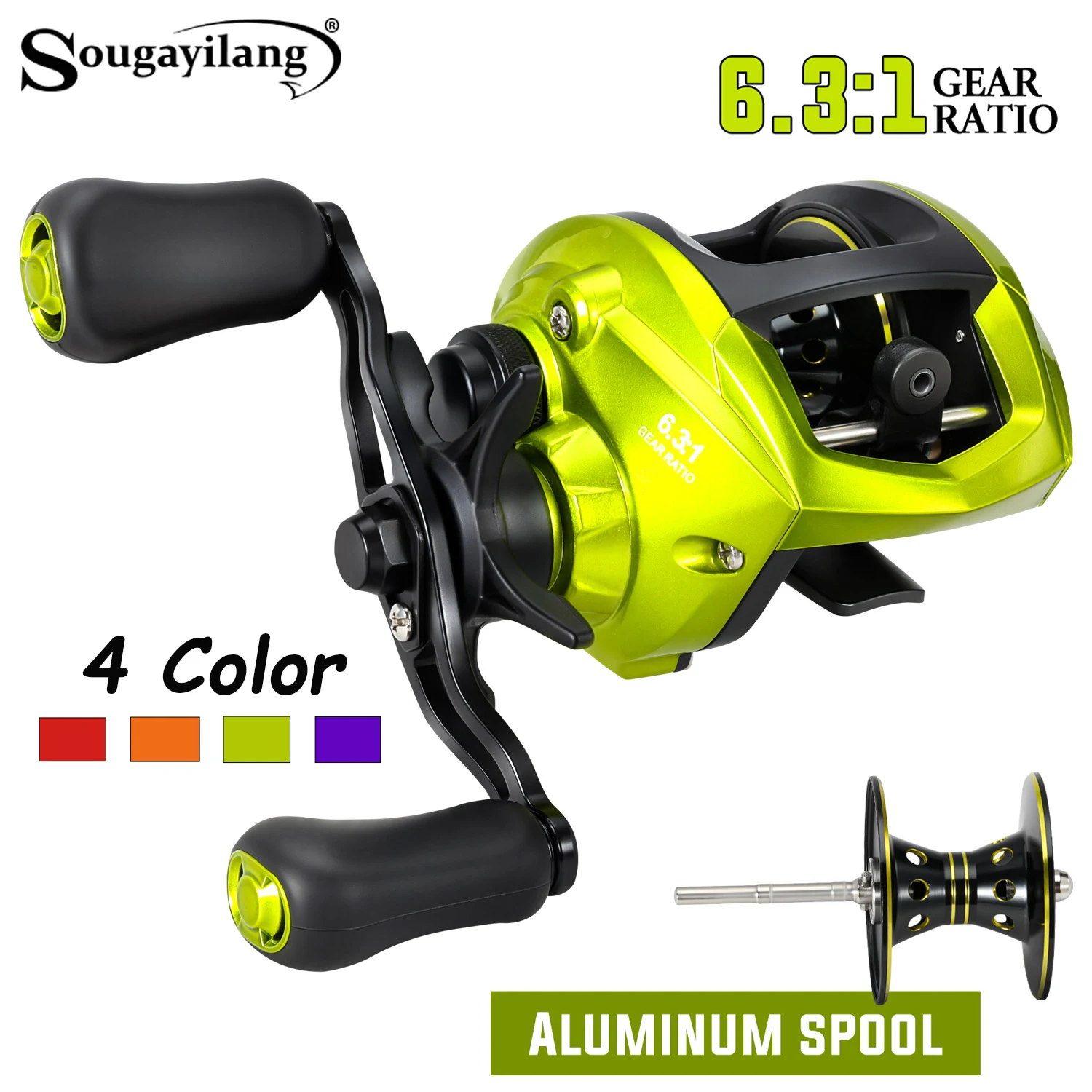 Carrete Sougayilang Baitcasting 4+1BB – Bobina aluminio pesca
