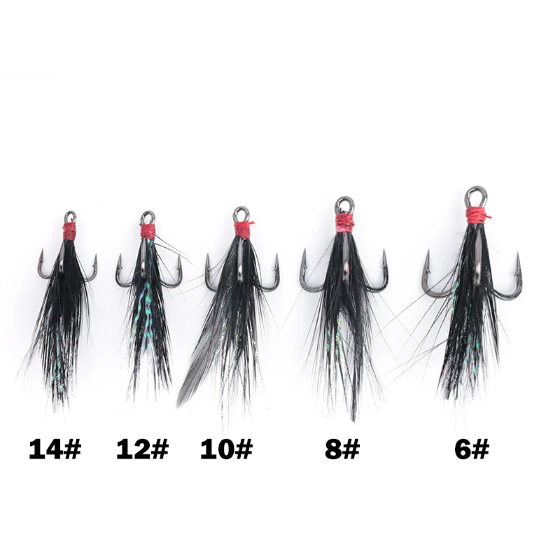 Anzuelos triples 3X fuerza con pluma 6066 – Acero al carbono - imagen 5