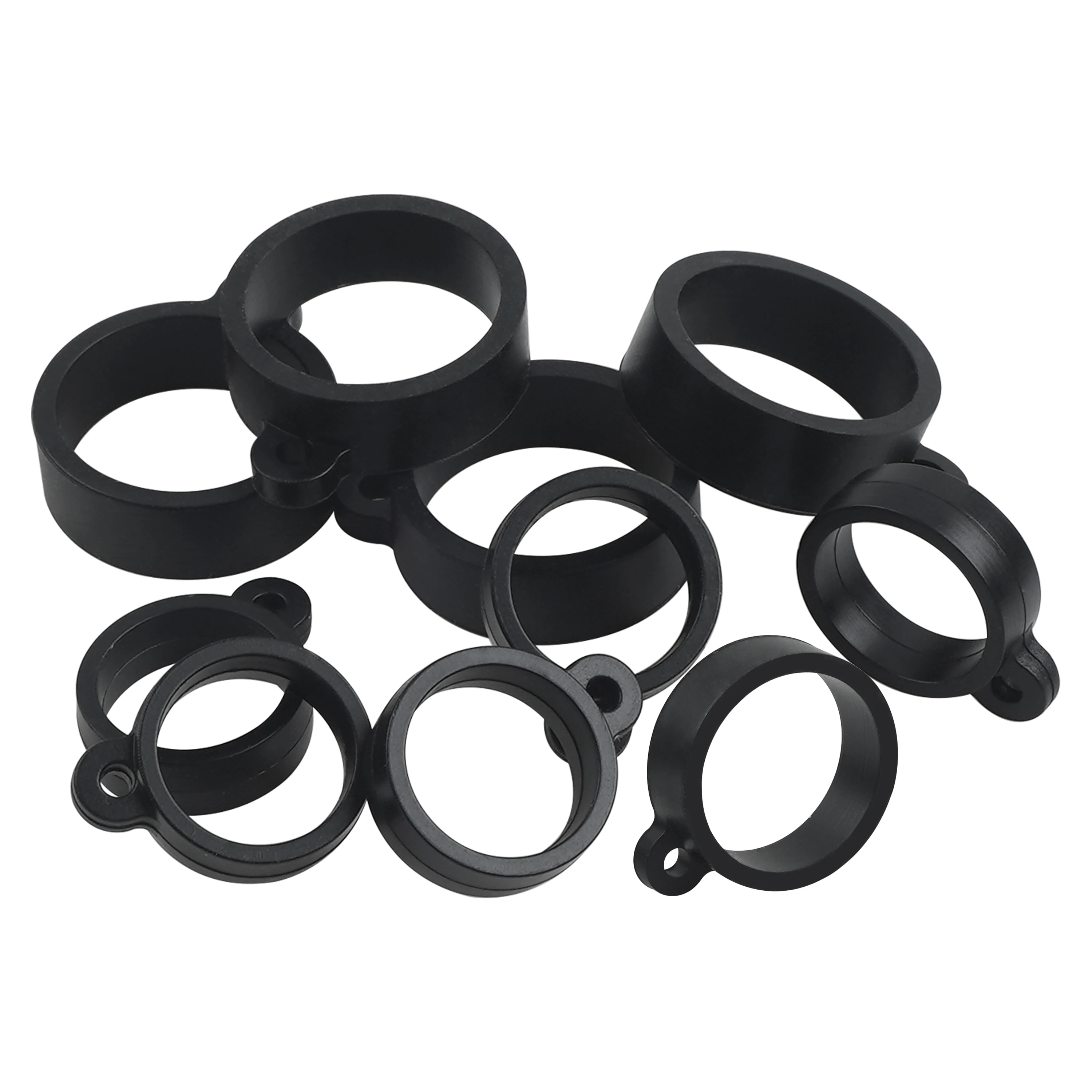 Anillos de goma negros para pesca en tamaño pequeño y grande