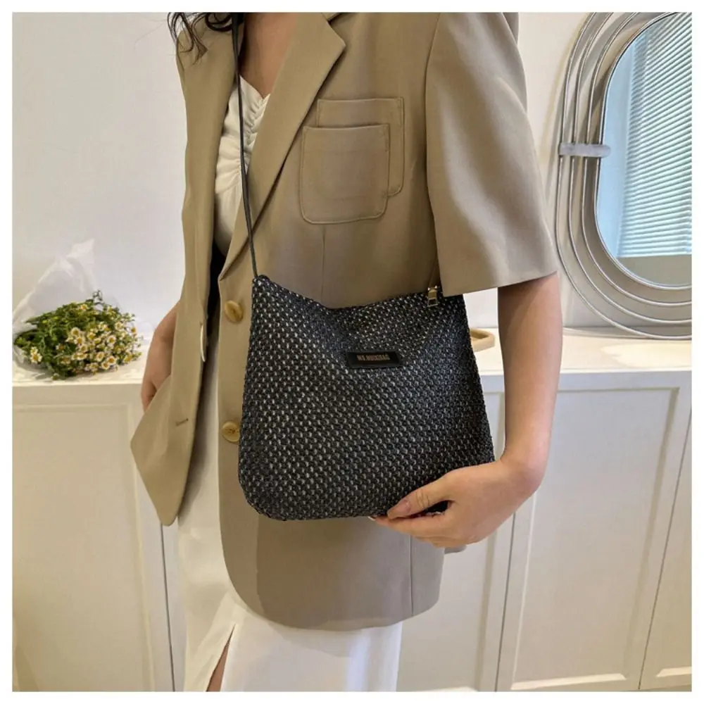 Bolso bandolera de paja retro de verano para mujer – playa - imagen 2