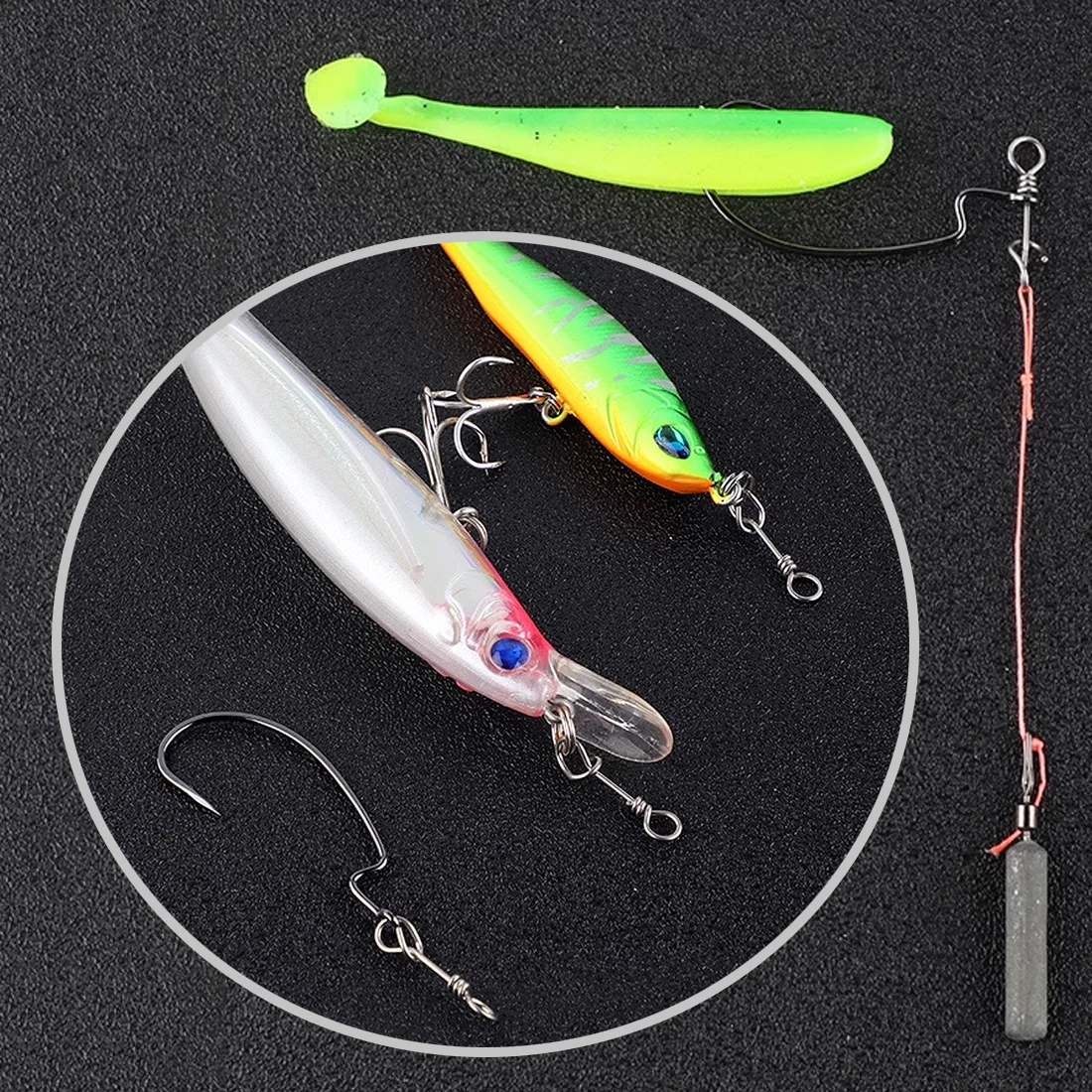 FishTrip Curve Snap de pesca acero inoxidable doble seguro Drop Shot - imagen 5