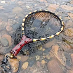 Mango de bambú artesanal para red de pesca con mosca