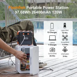 Batería Portátil Flashfish 120W – Estación de Energía para Pesca