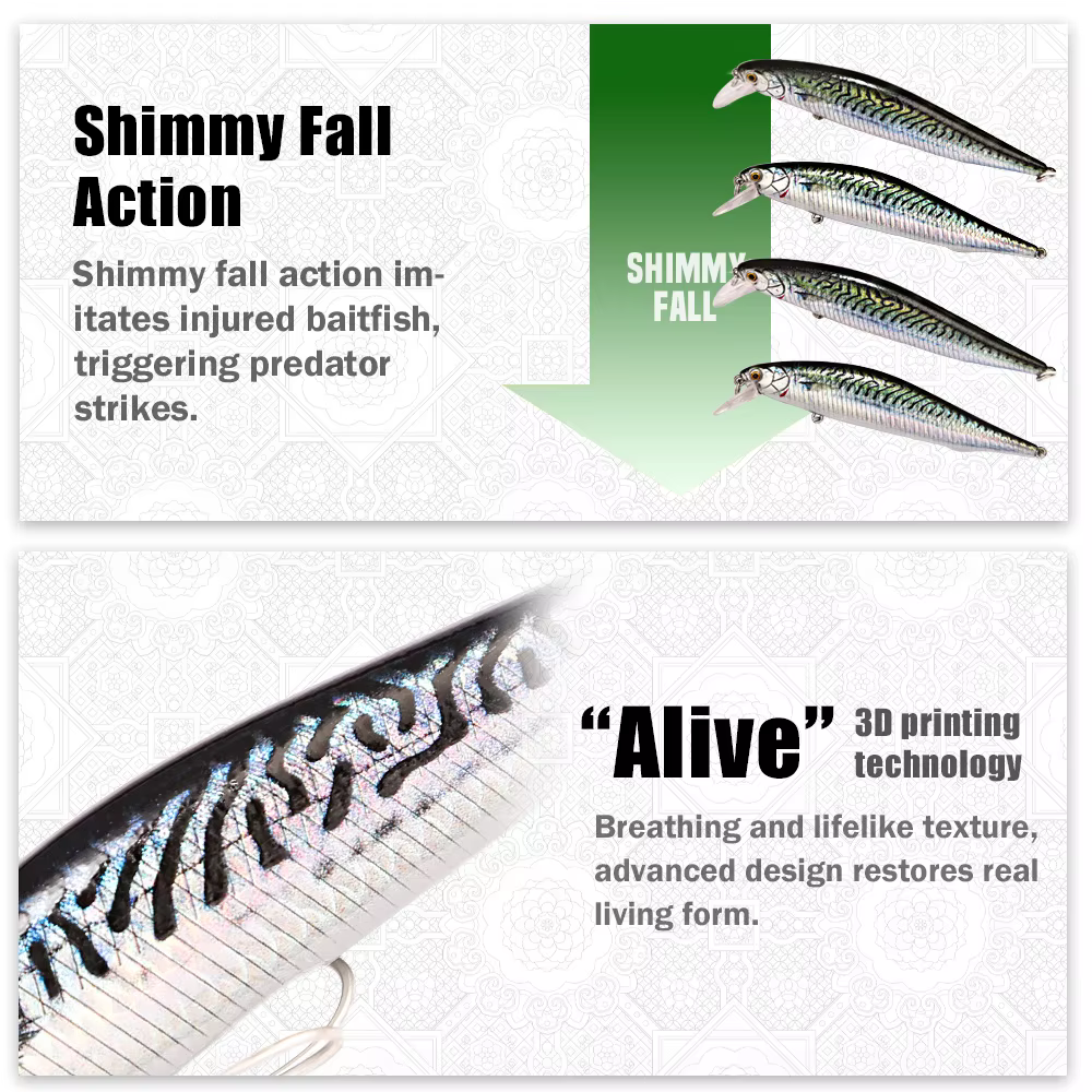 Jerkbait B&S Saltwater Sinking Minnow – Anzuelos Triples BKK para Lubina - imagen 2