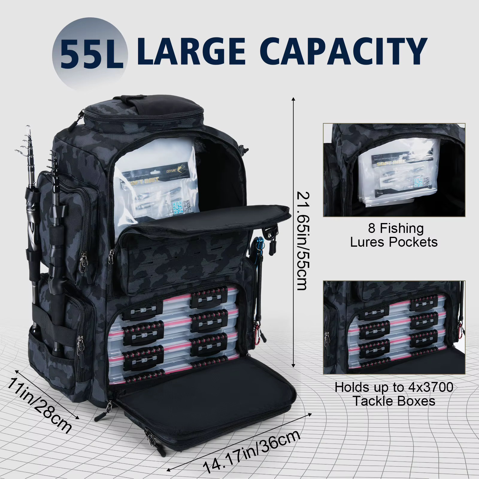 Goture 55L – Bolsa isotérmica de pesca impermeable EVA gran capacidad - imagen 4