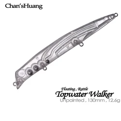 Chan'sHuang Señuelo Popper Topwater transparente con sonajero
