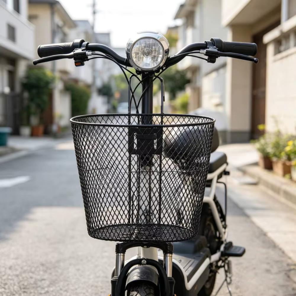 Cesta Delantera Plegable para Bicicleta – Manillar, Hierro Negro 32x25cm - imagen 2