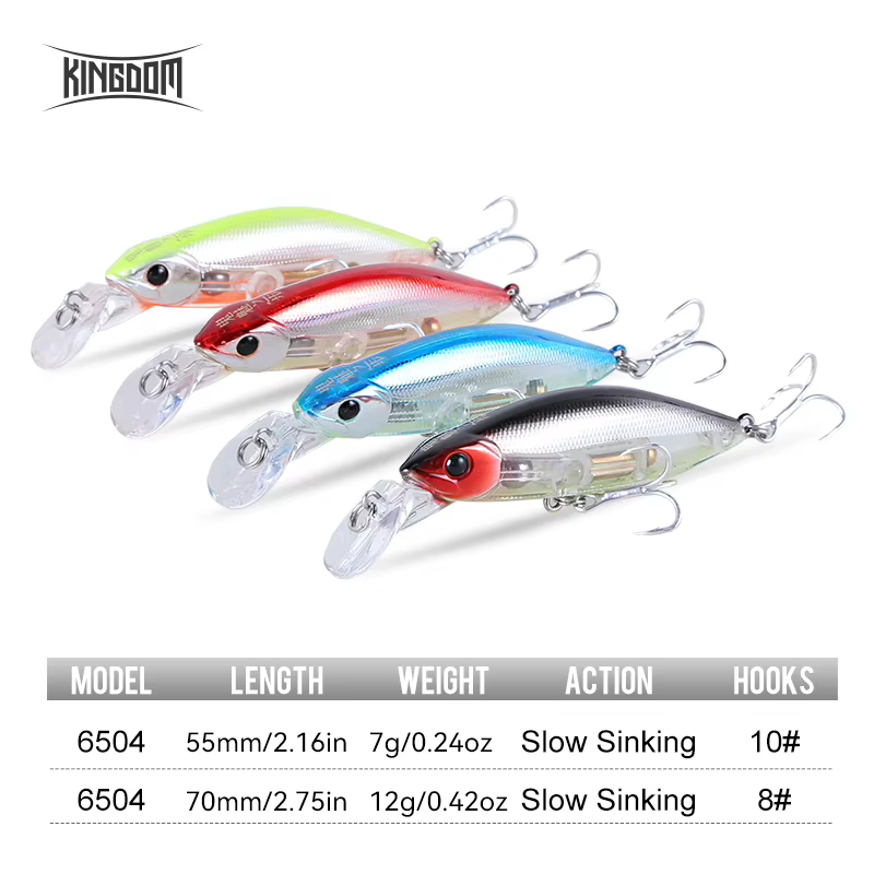 Kingdom Sinking Minnow – Wobbler duro con sonido para lubina - imagen 4