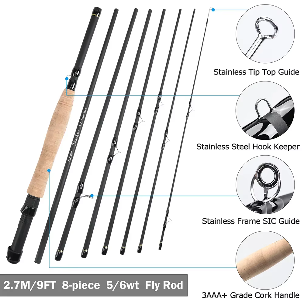 Goture Caña de mosca 2,7 m (9 ft) 5/6WT Combo con carrete y bolsa - imagen 3