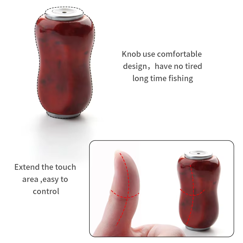 Pomo de Manivela Kawa Sándalo Rojo – Forma Gota de Agua para Spinning - imagen 4