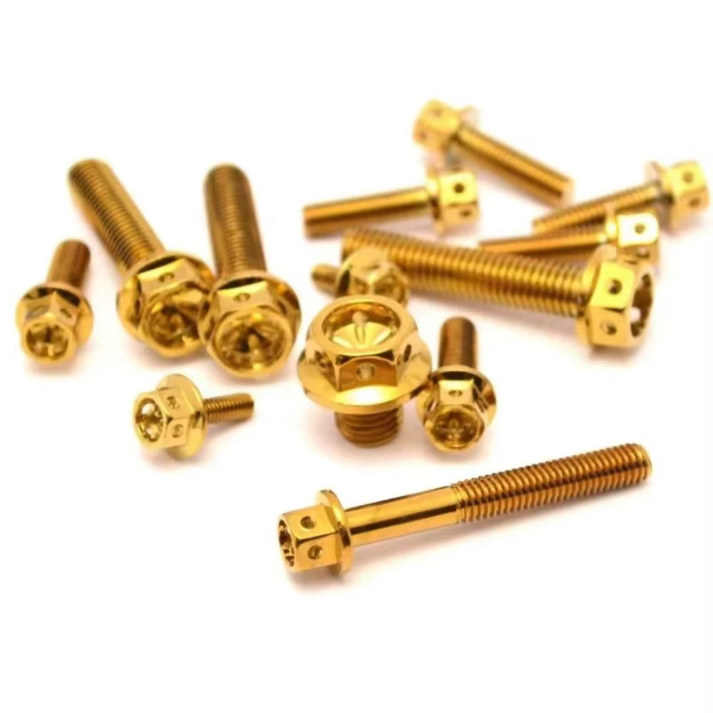 Tornillo de titanio dorado para componentes de bicicleta