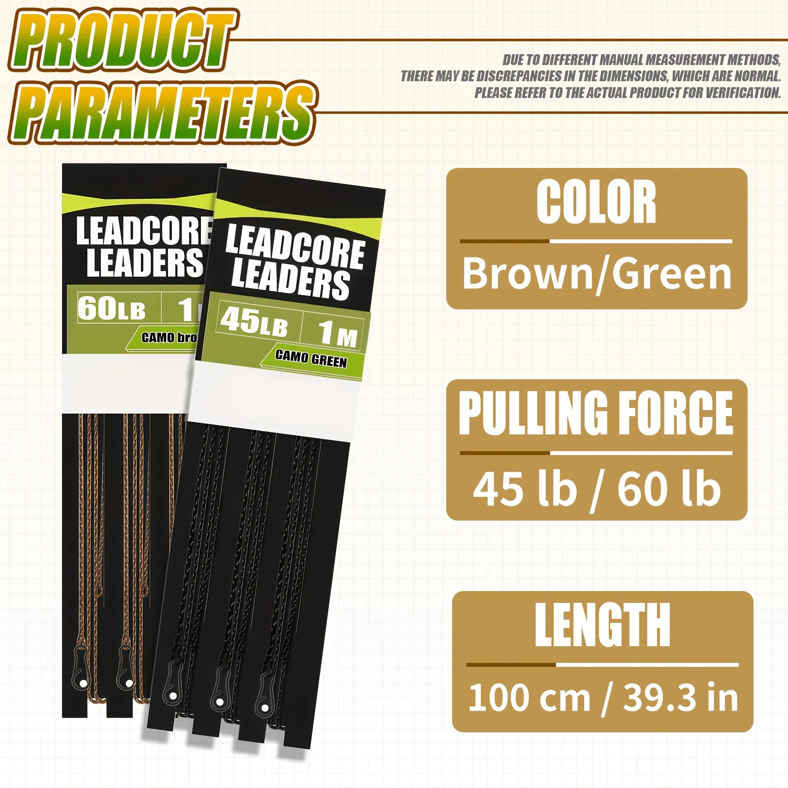 Línea leadcore para carpa camuflaje verde/marrón con aparejos - imagen 4