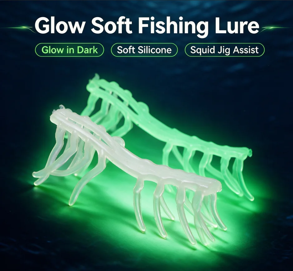 Patas camarón luminosas de goma suave para señuelos