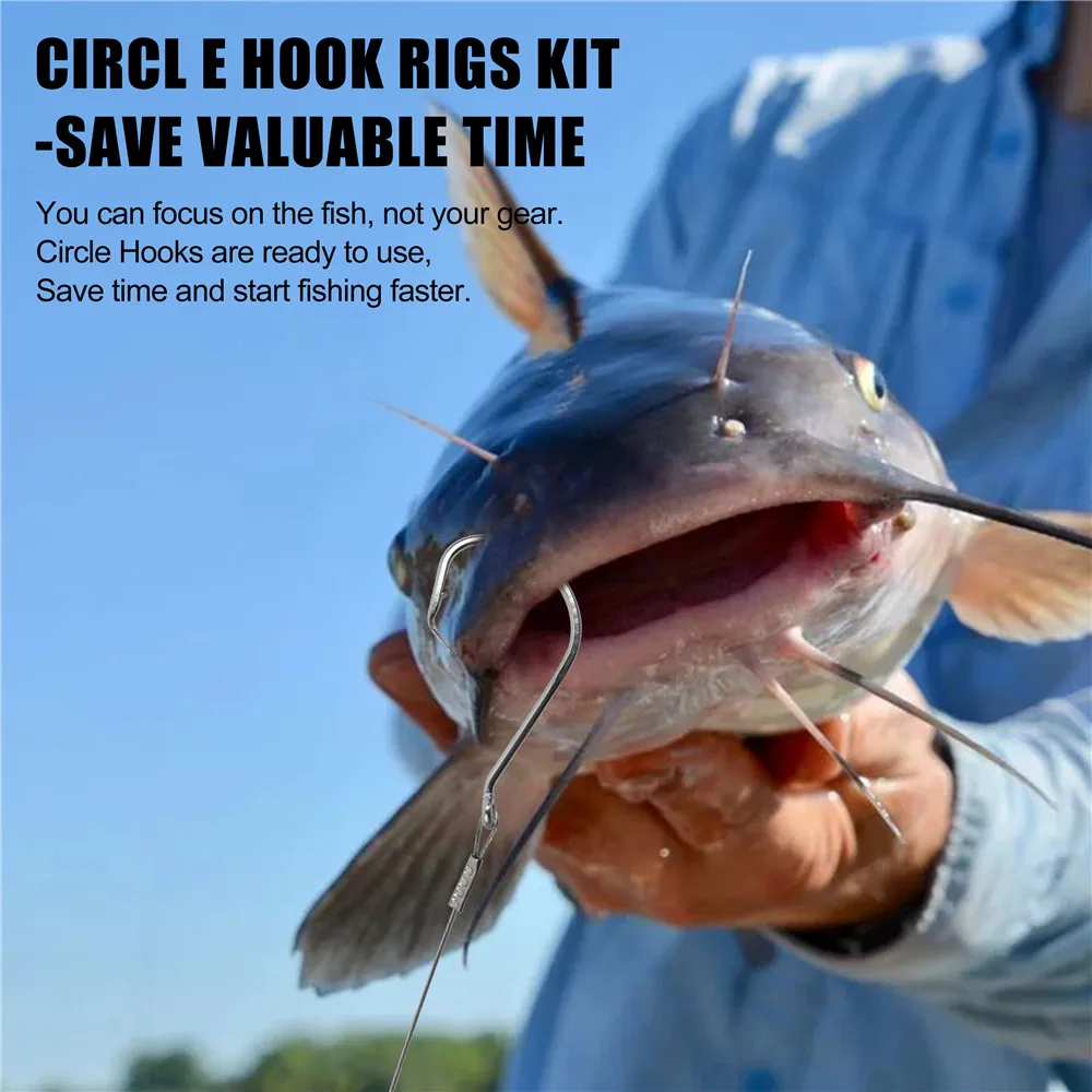 Anzuelos circulares con líder de acero para Surf Casting y Bagre - imagen 5