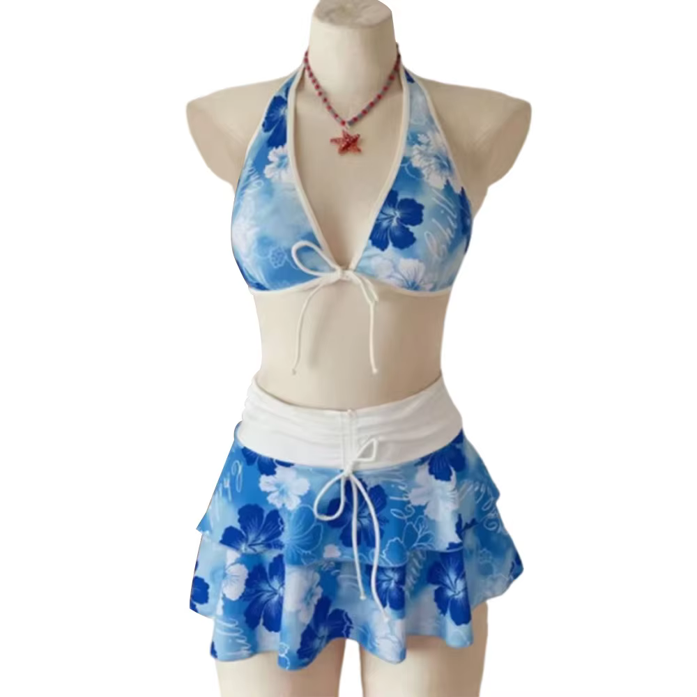 Bikini floral de triángulo chic de verano con tirantes finos