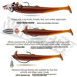 WALK FISH Señuelos blandos Swimbait con cola en T para jigging