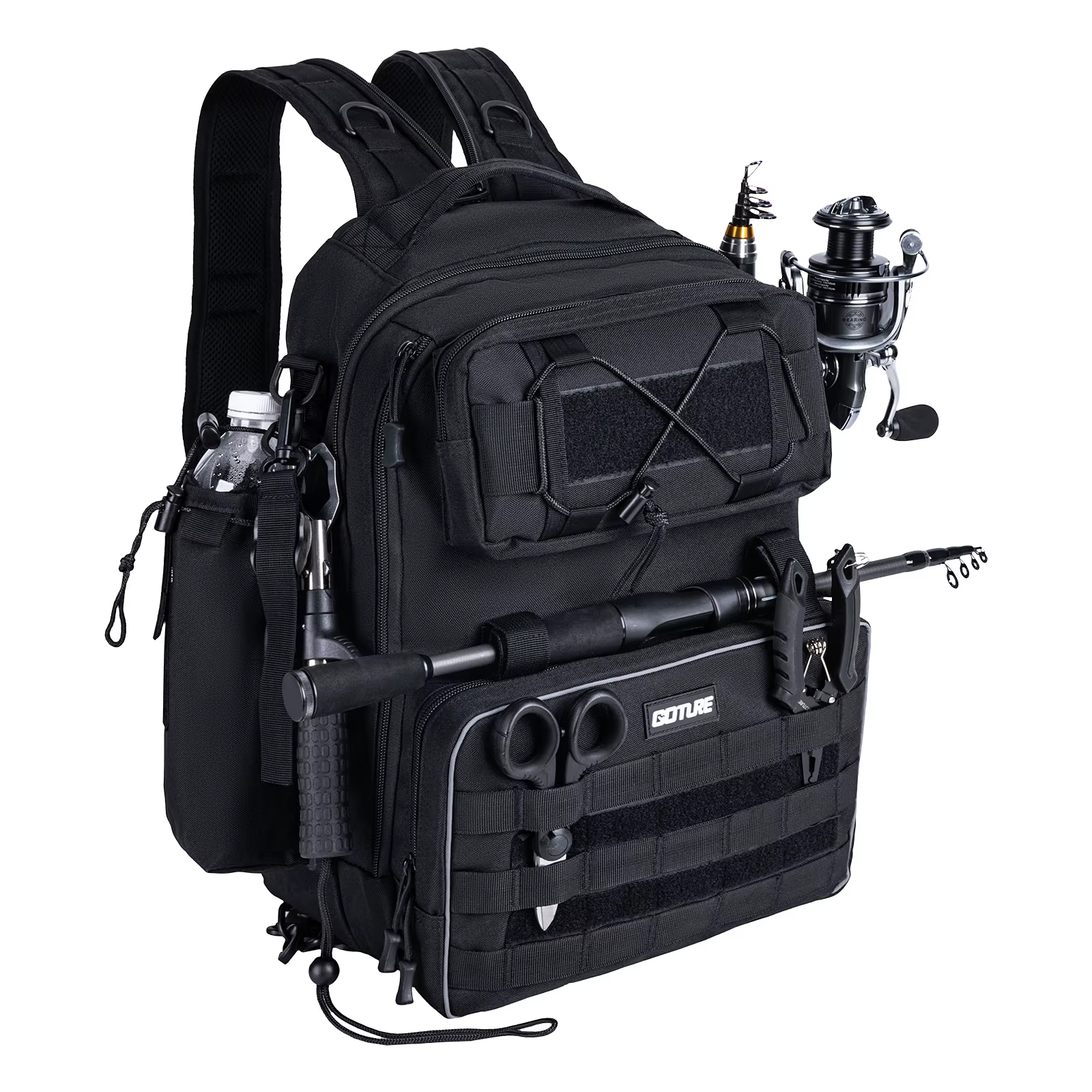 Mochila Goture de pesca impermeable – Soporte cañas y multibolsillos - imagen 2
