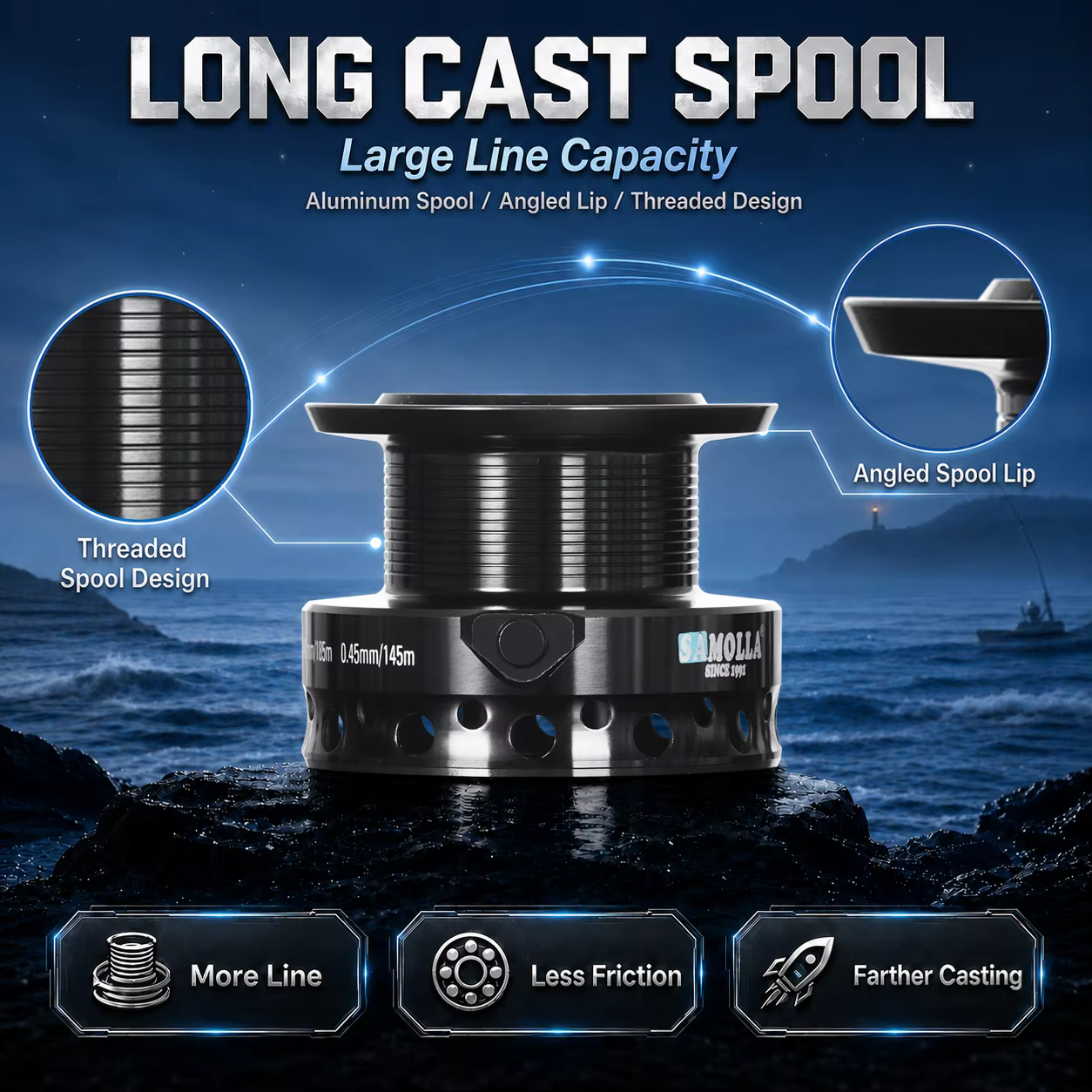 Carrete Spinning Samolla con Doble Freno y Alarma para Carpas - imagen 4