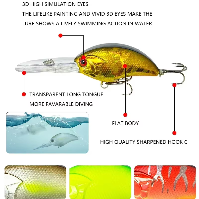 Crankbait flotante de buceo profundo para lubina y lucio - imagen 4