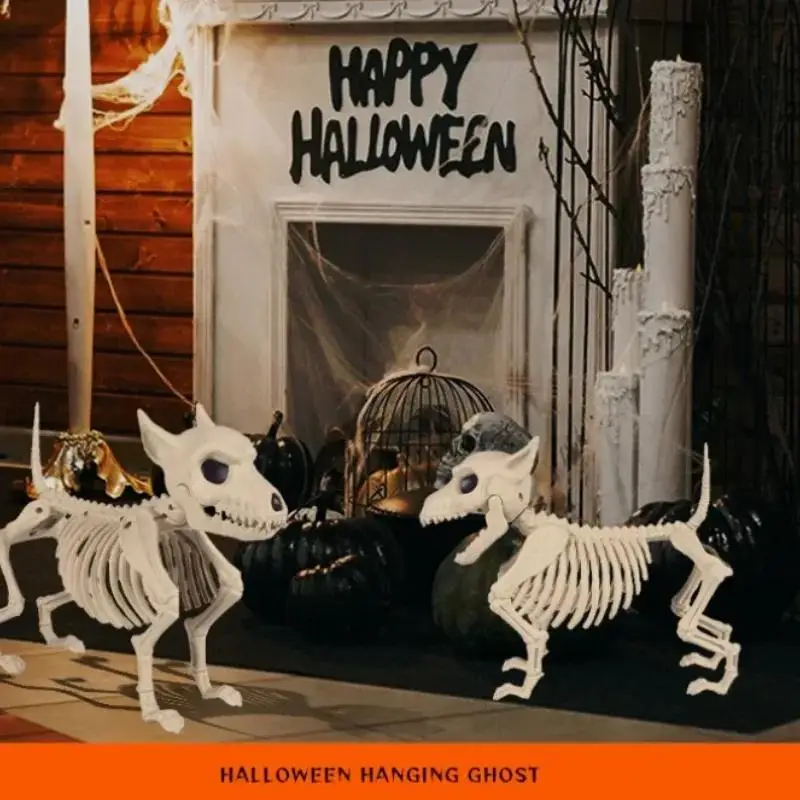 Esqueleto de lobo pequeño para Halloween, decoración interior y exterior