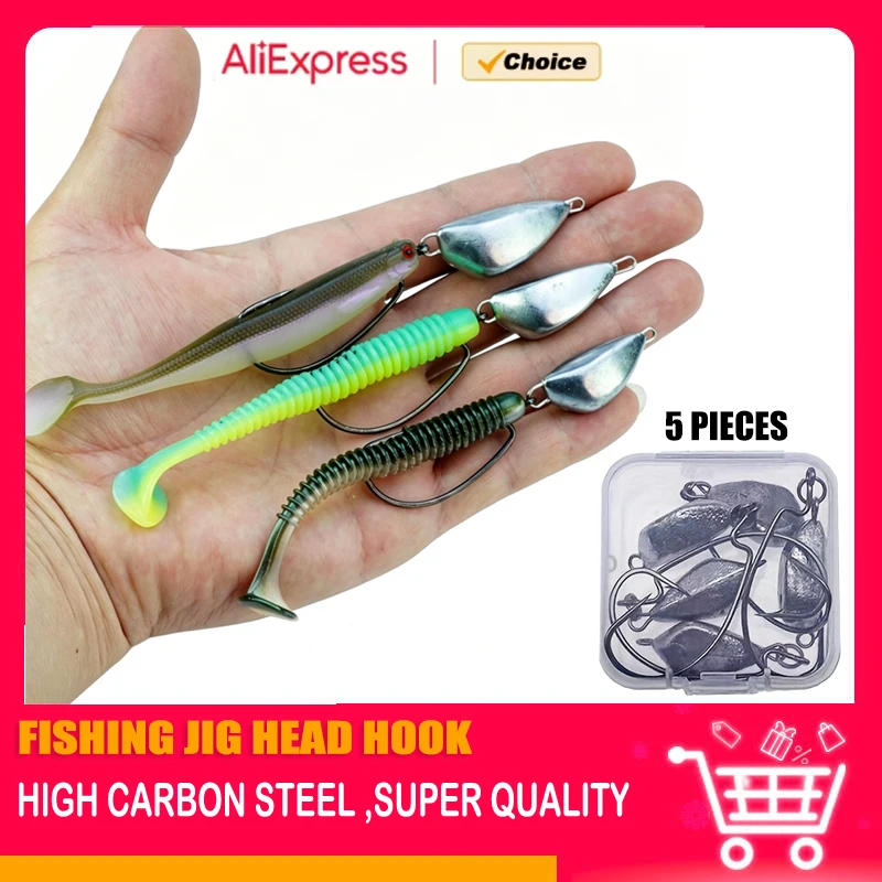 Jig Head offset con plomada bala para vinilo – lubina, lucio, bagre - imagen 4