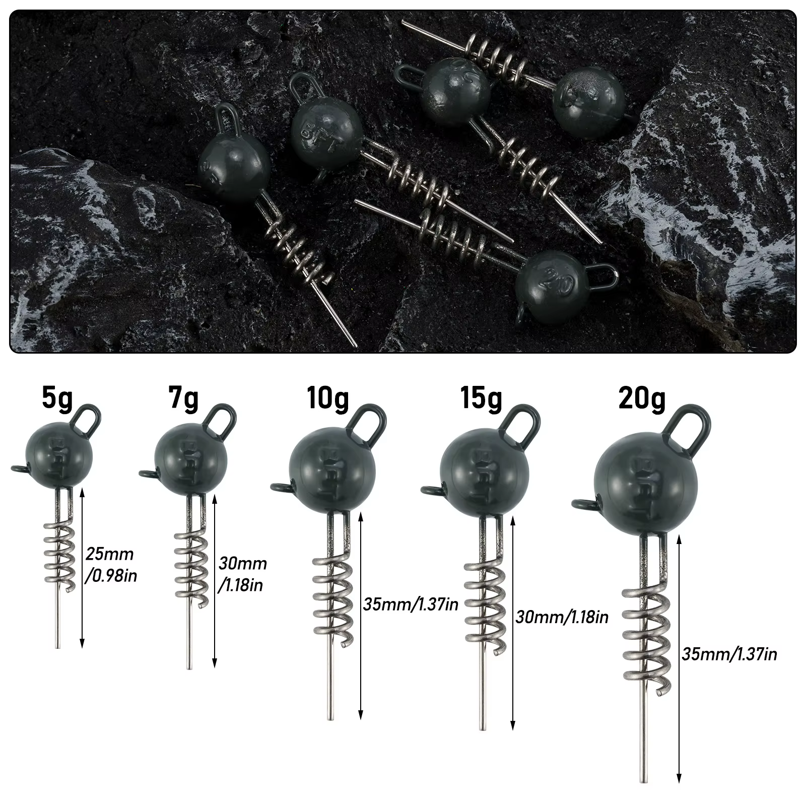 Jig Head Pike cabeza redonda – Para plástico suave y vinilo predator - imagen 3