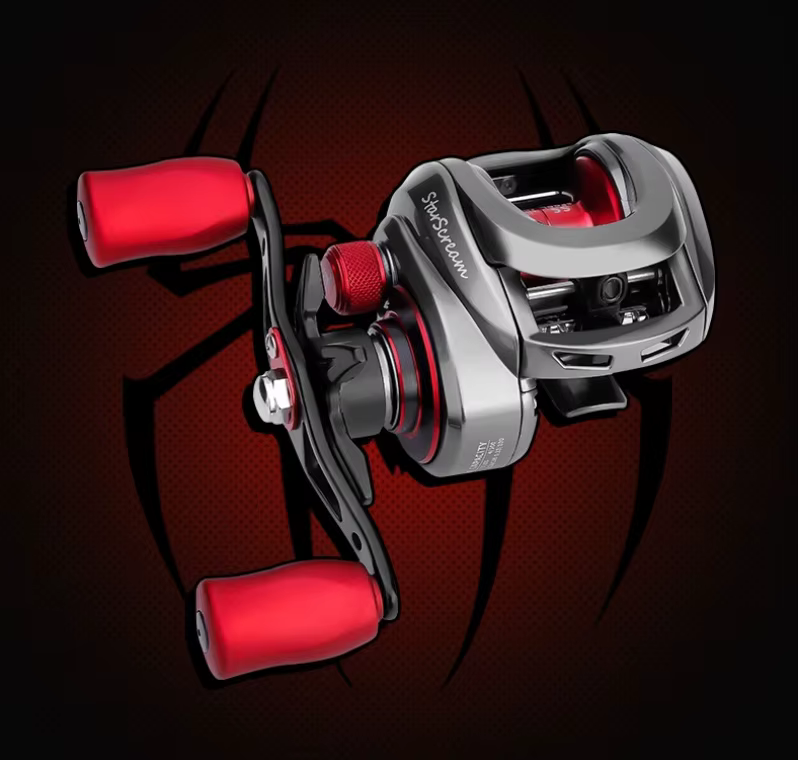 Carrete de pesca baitcast con manivela