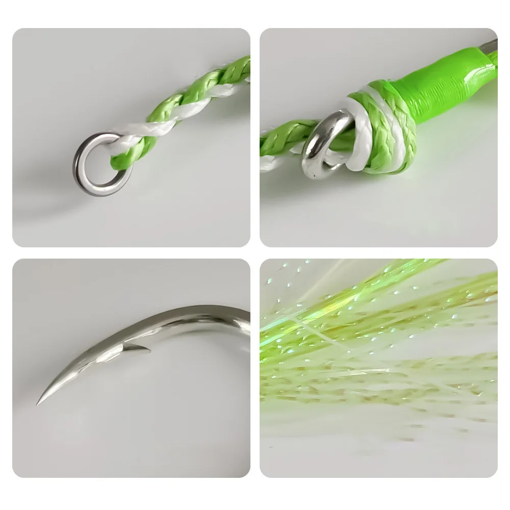 Anzuelos BKK 5X para pesca en agua salada con faldas calamar luminosas - imagen 4